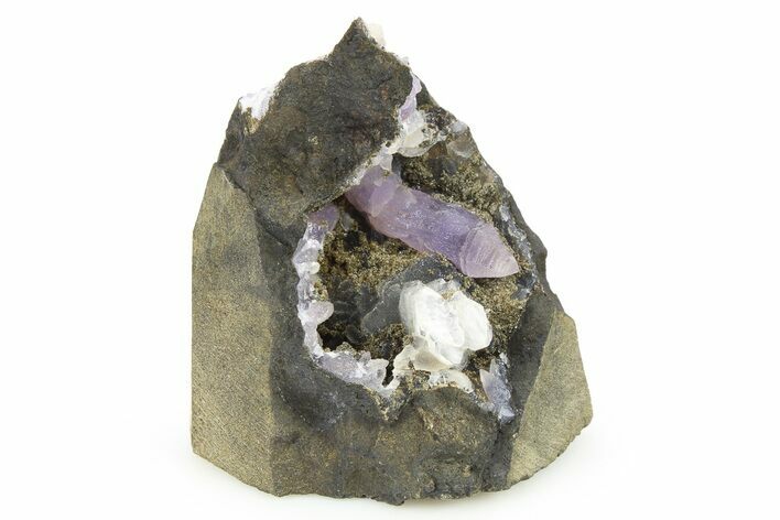 Amethyst, Calcite and Heulandite in Basalt - India #266952